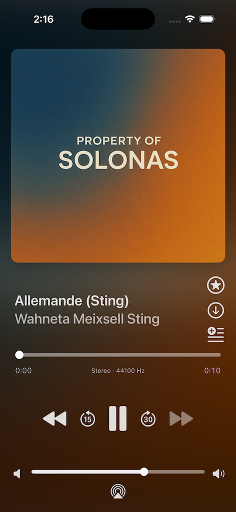SOLONAS iPhone – Now Playing